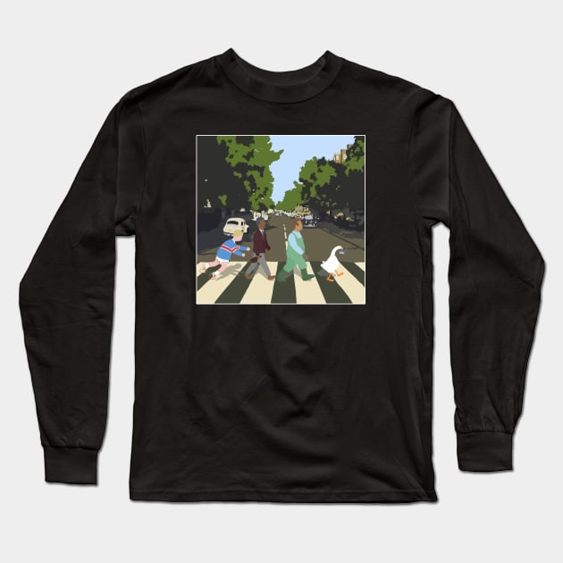 Goose In Abbey Road Long Sleeve T-Shirt by christinehearst